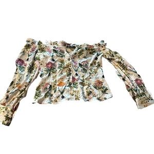 BeeU women's off the shoulder floral blouse size large, nwt
